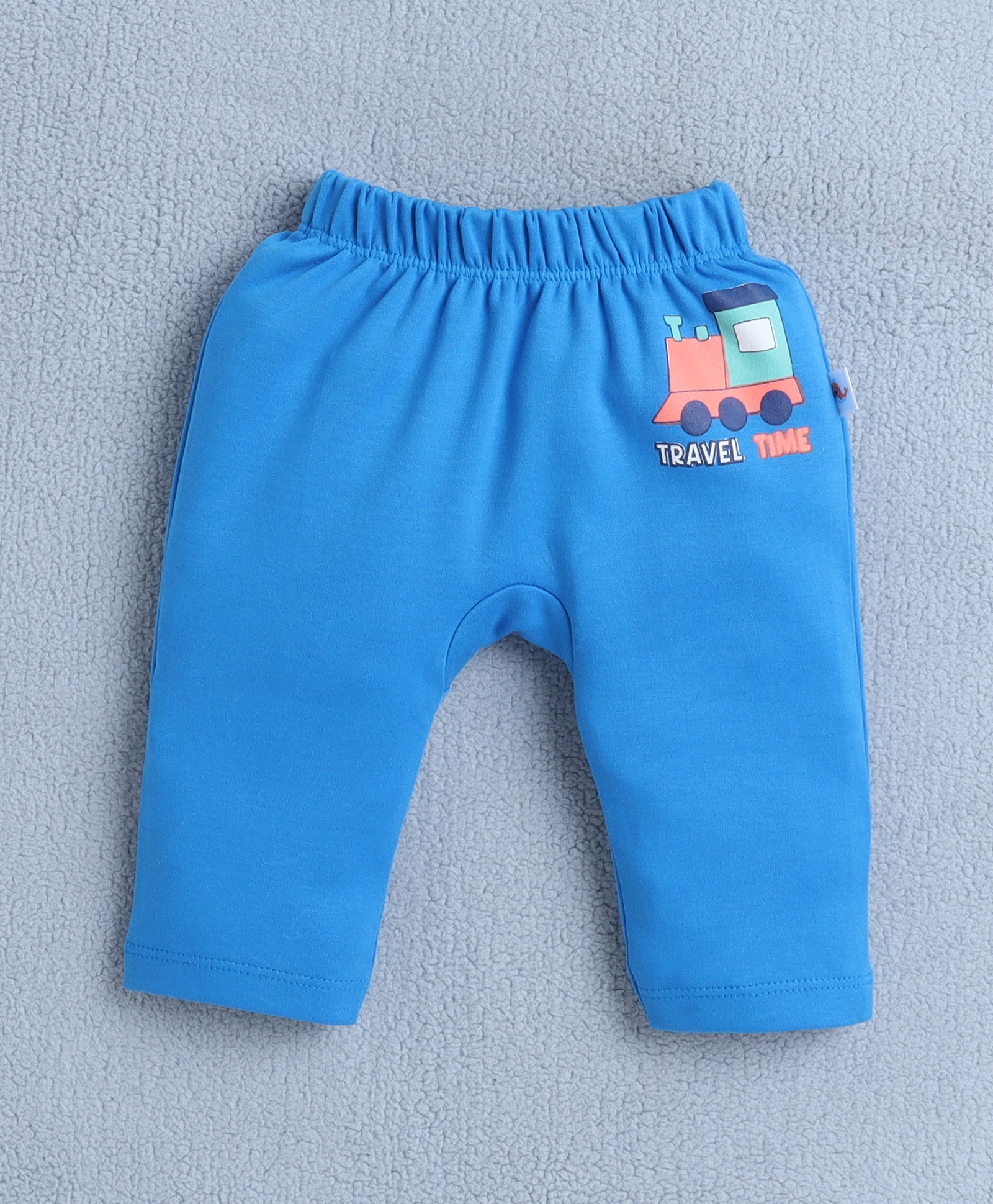 Boys 100% Cotton Graphic Diaper Pant - Royal Blue & Yellow