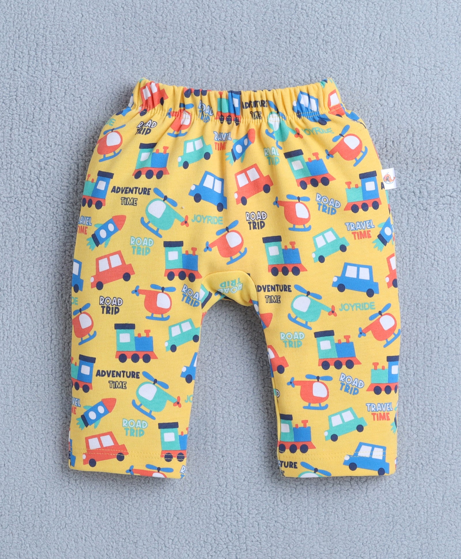 Boys 100% Cotton Graphic Diaper Pant - Royal Blue & Yellow