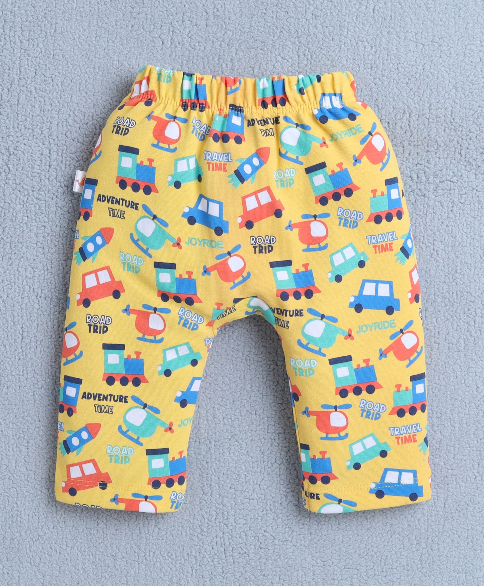 Boys 100% Cotton Graphic Diaper Pant - Royal Blue & Yellow