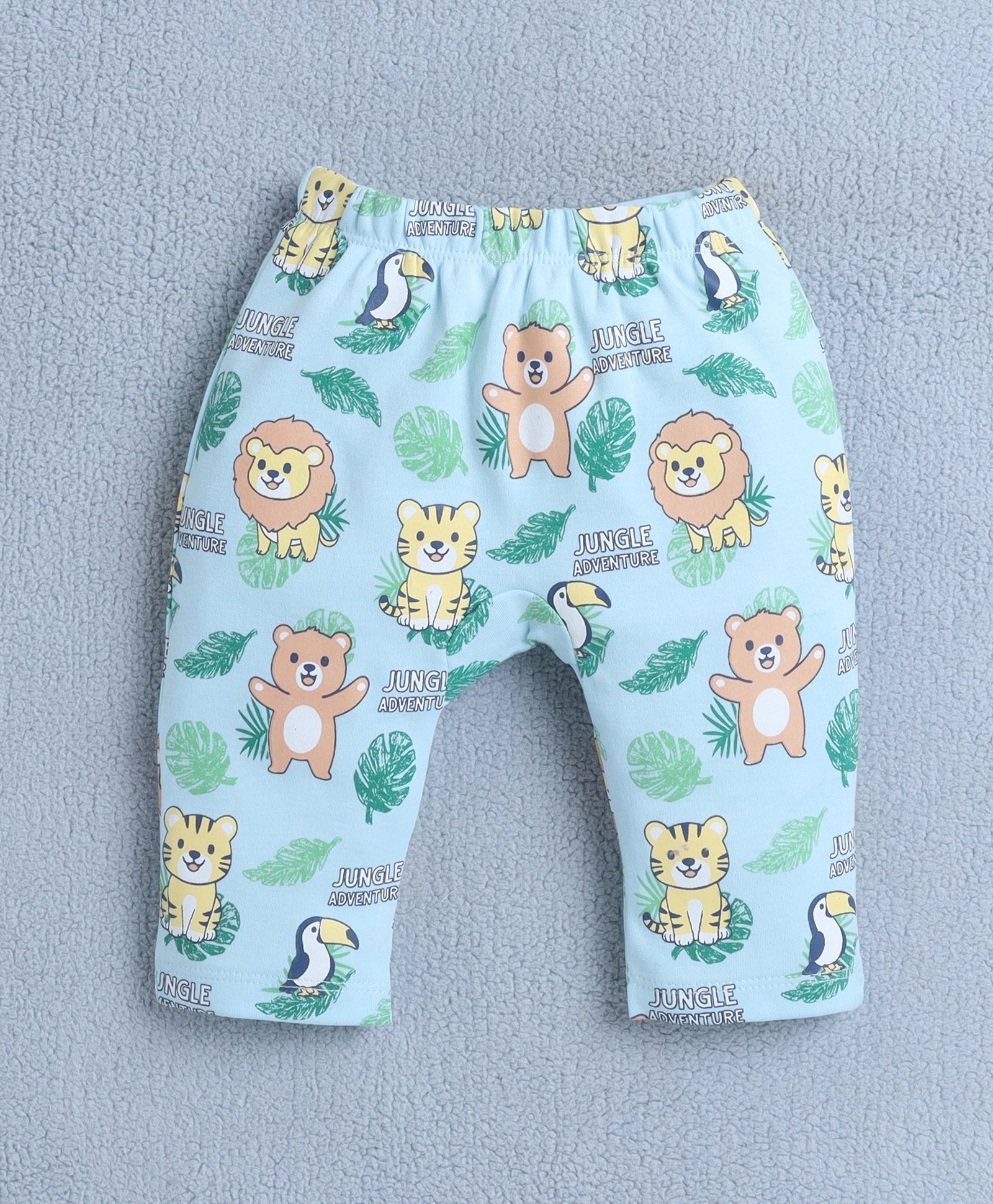 Boys 100% Cotton Animal Diaper Pant - Yellow & Sky Blue
