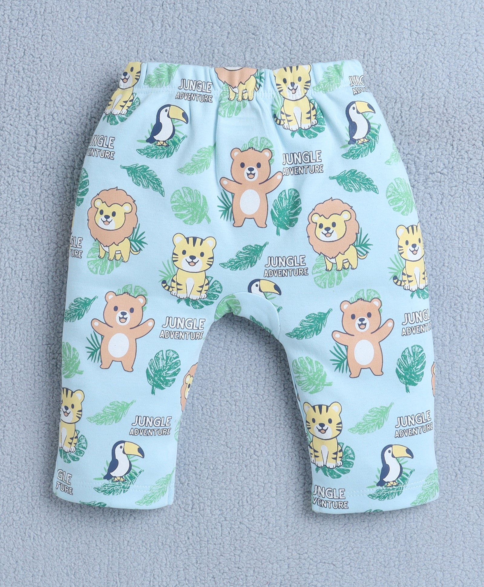 Boys 100% Cotton Animal Diaper Pant - Yellow & Sky Blue