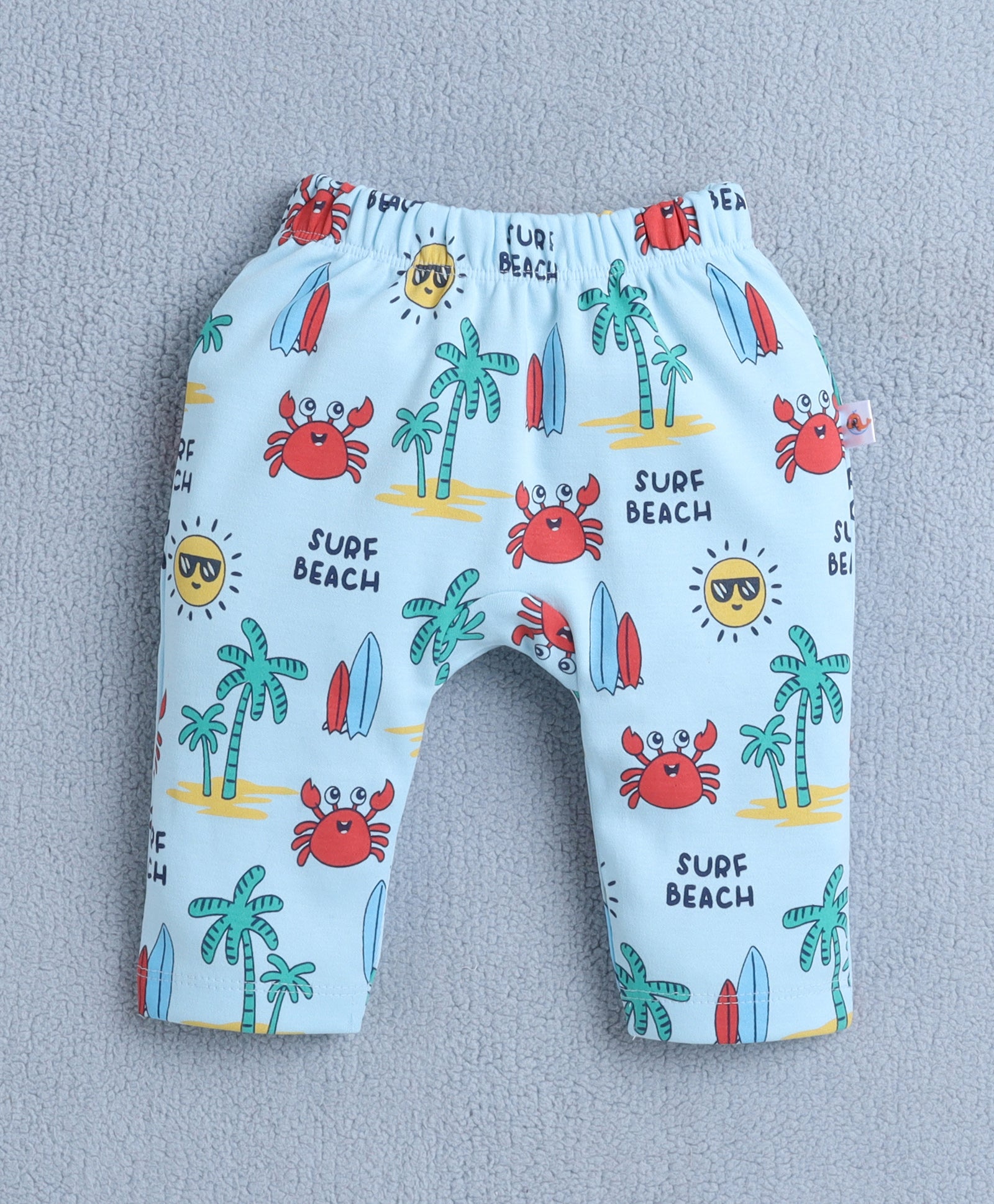 Boys 100% Cotton Animal Diaper Pant - Sky Blue & Coral