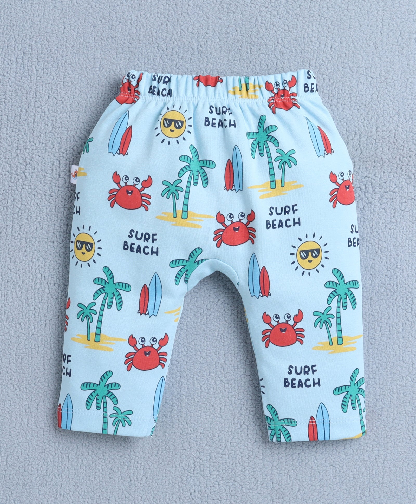 Boys 100% Cotton Animal Diaper Pant - Sky Blue & Coral