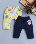 Bumzee Navy & Yellow Animal Print Diaper Pants, Pack of 2, 100% Cotton