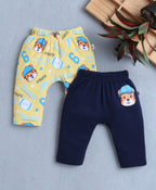 Bumzee Navy & Yellow Animal Print Diaper Pants, Pack of 2, 100% Cotton