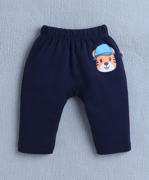 Boys 100% Cotton Animal Diaper Pant - Navy & Yellow