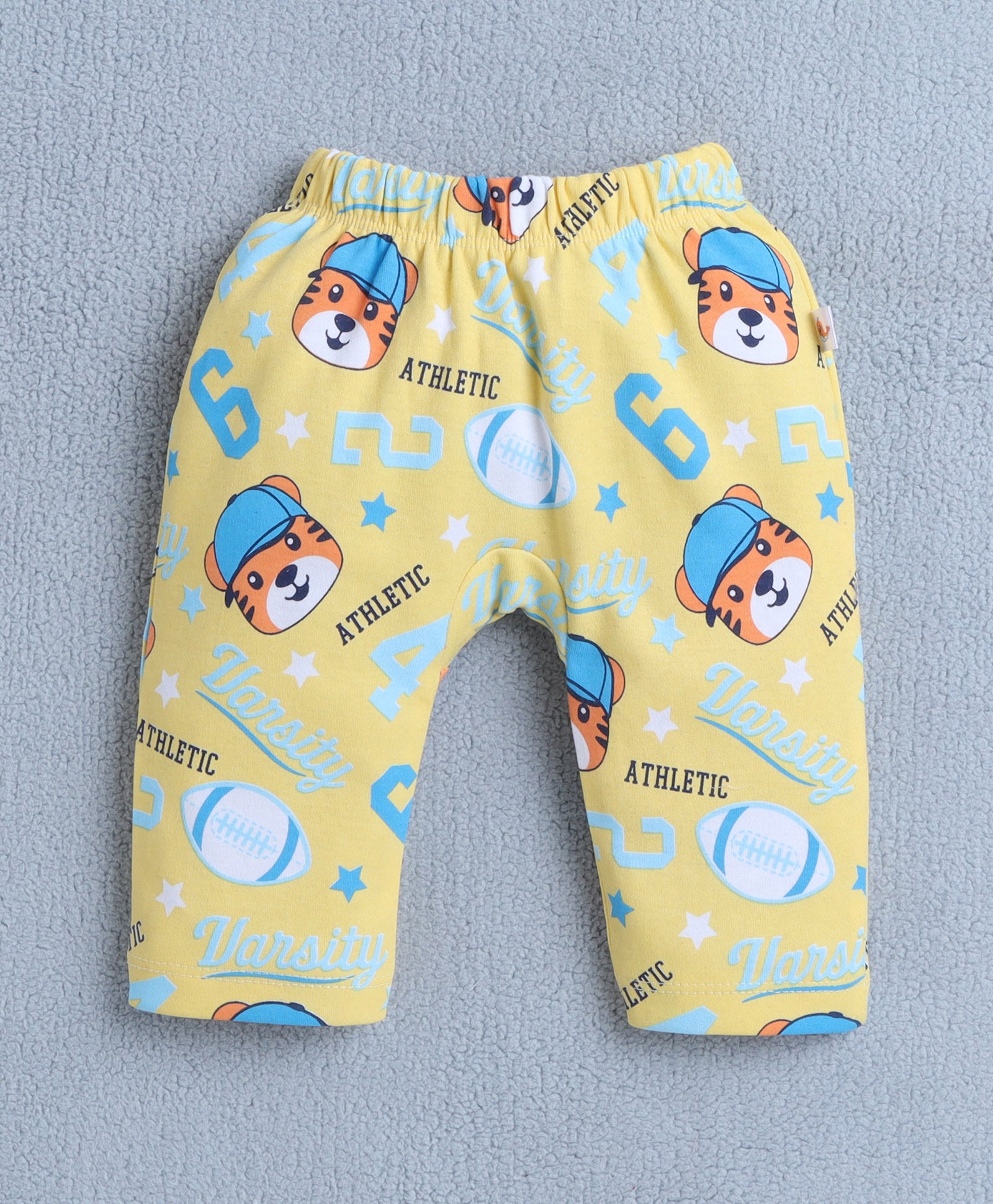 Boys 100% Cotton Animal Diaper Pant - Navy & Yellow