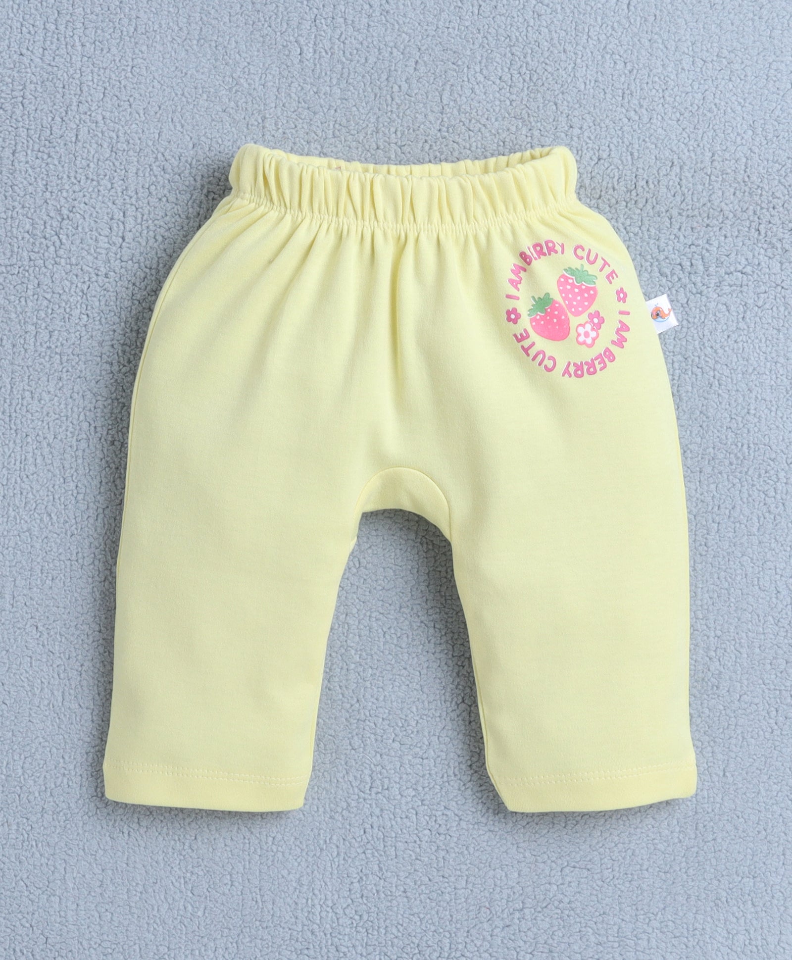 Girls 100% Cotton Graphic Diaper Pant - White & Yellow