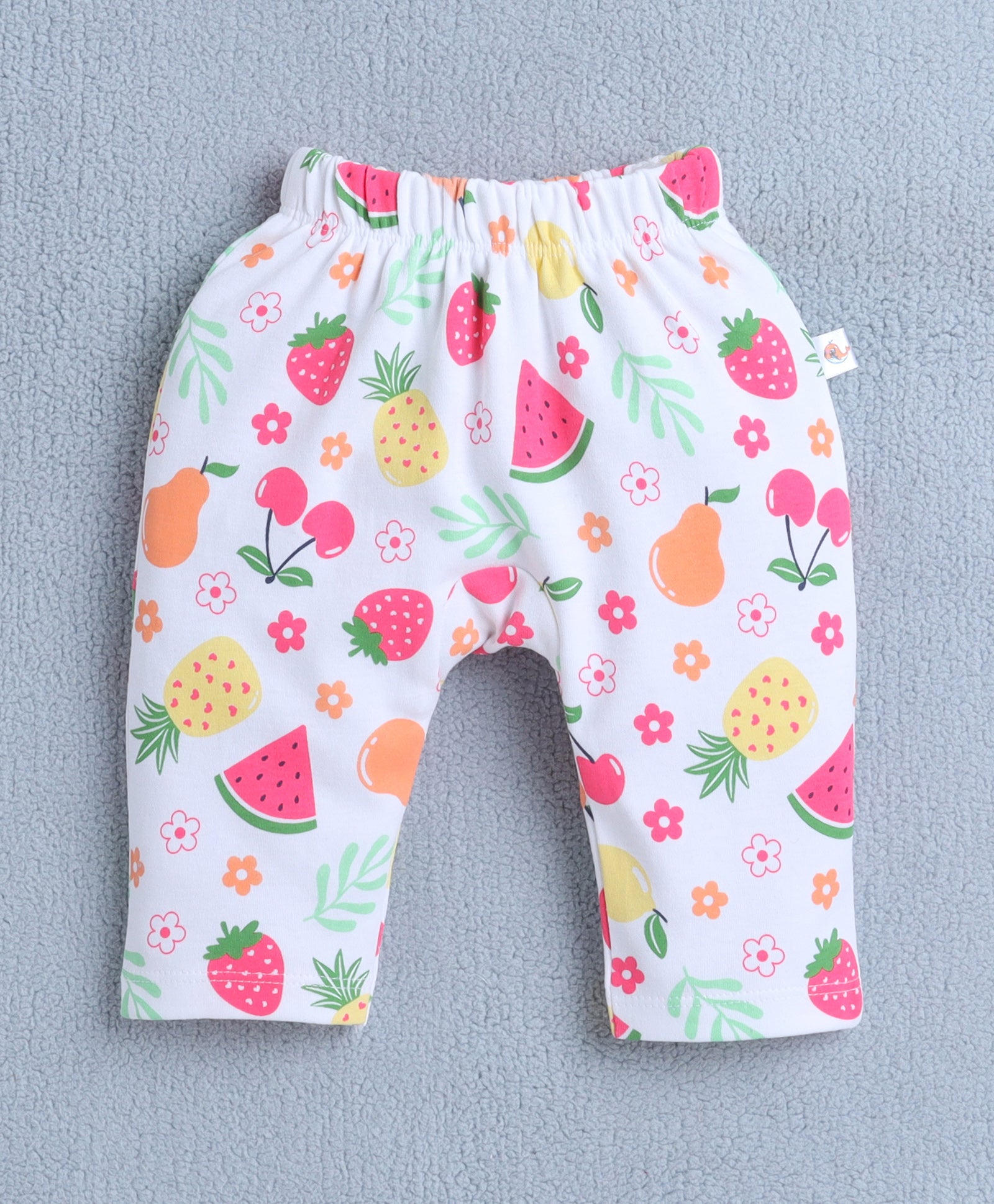 Girls 100% Cotton Graphic Diaper Pant - White & Yellow