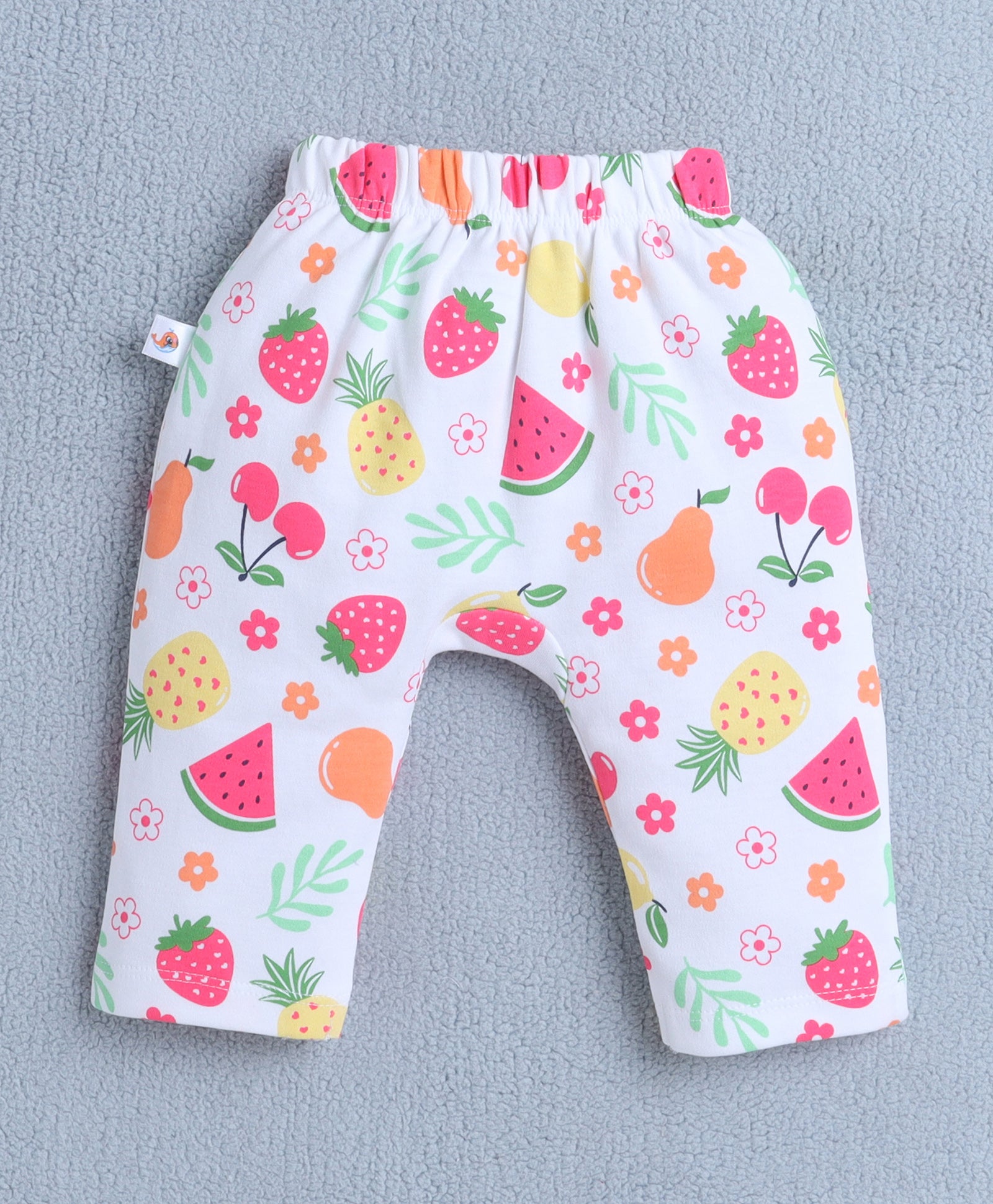 Girls 100% Cotton Graphic Diaper Pant - White & Yellow
