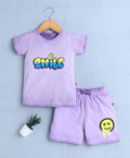 Bumzee Lavender Ombre T-Shirt & Short Set, Half Sleeves, 100% Cotton