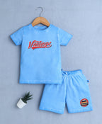 Bumzee Blue Ombre T-Shirt & Short Set, Half Sleeves, 100% Cotton