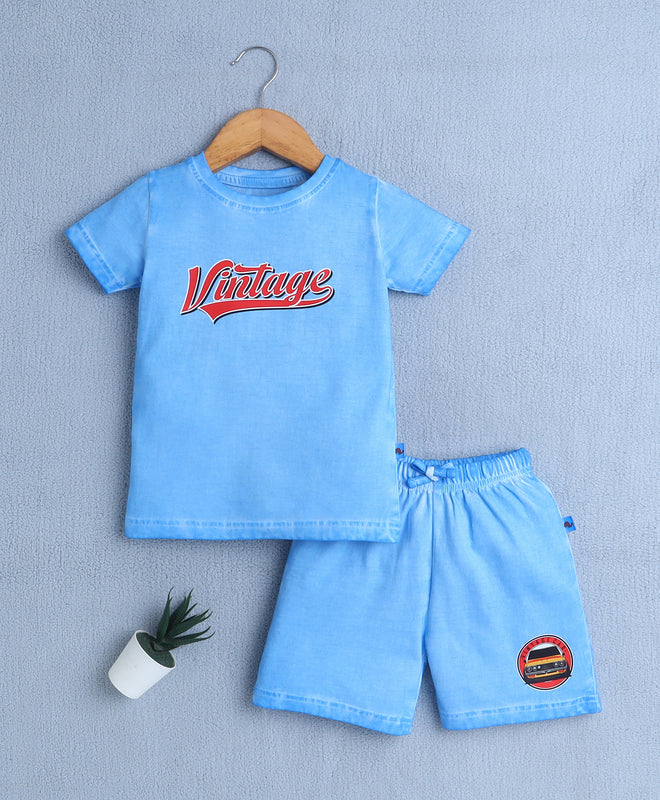 BUMZEE Blue Boys Half Sleeves T-Shirt & Short Set