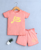 Bumzee Peach Ombre T-Shirt & Short Set, Half Sleeves, 100% Cotton