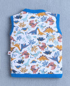 Bumzee Blue & White Animal Print Jabla, Pack of 3, Sleeveless, 100% Cotton