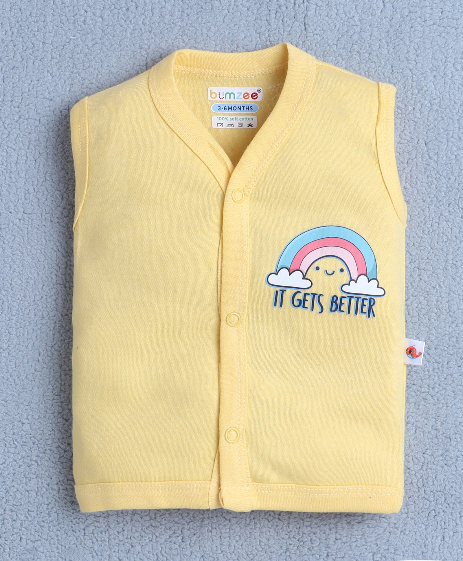 Girls Sleeveless Jabla White & Yellow Pack of 3