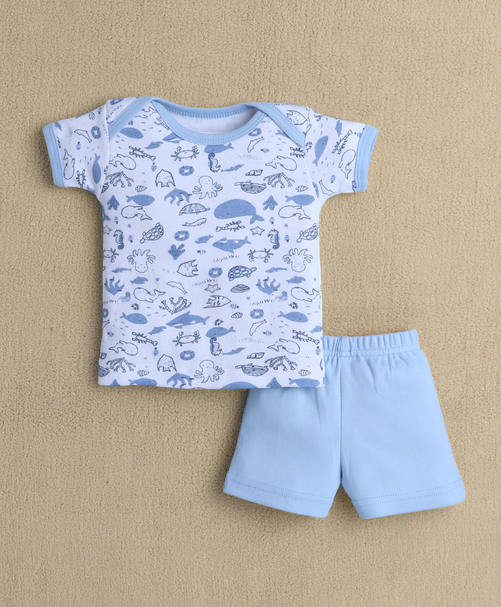 Boys 100% Cotton Animal Gift Set - Sky Blue & White