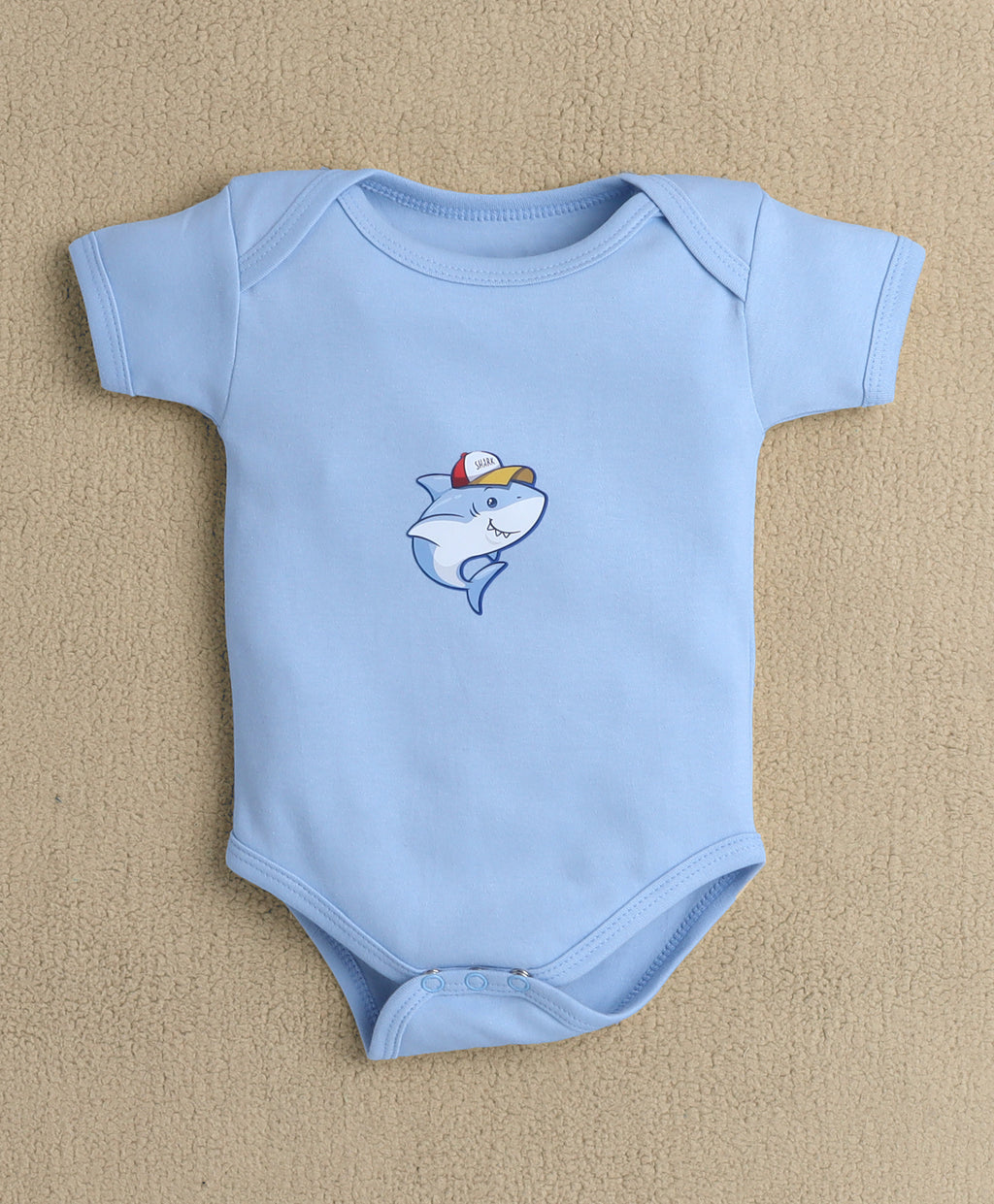 Bumzee Sky Blue & White Animal Print Gift Set, Half Sleeves, 100% Cotton