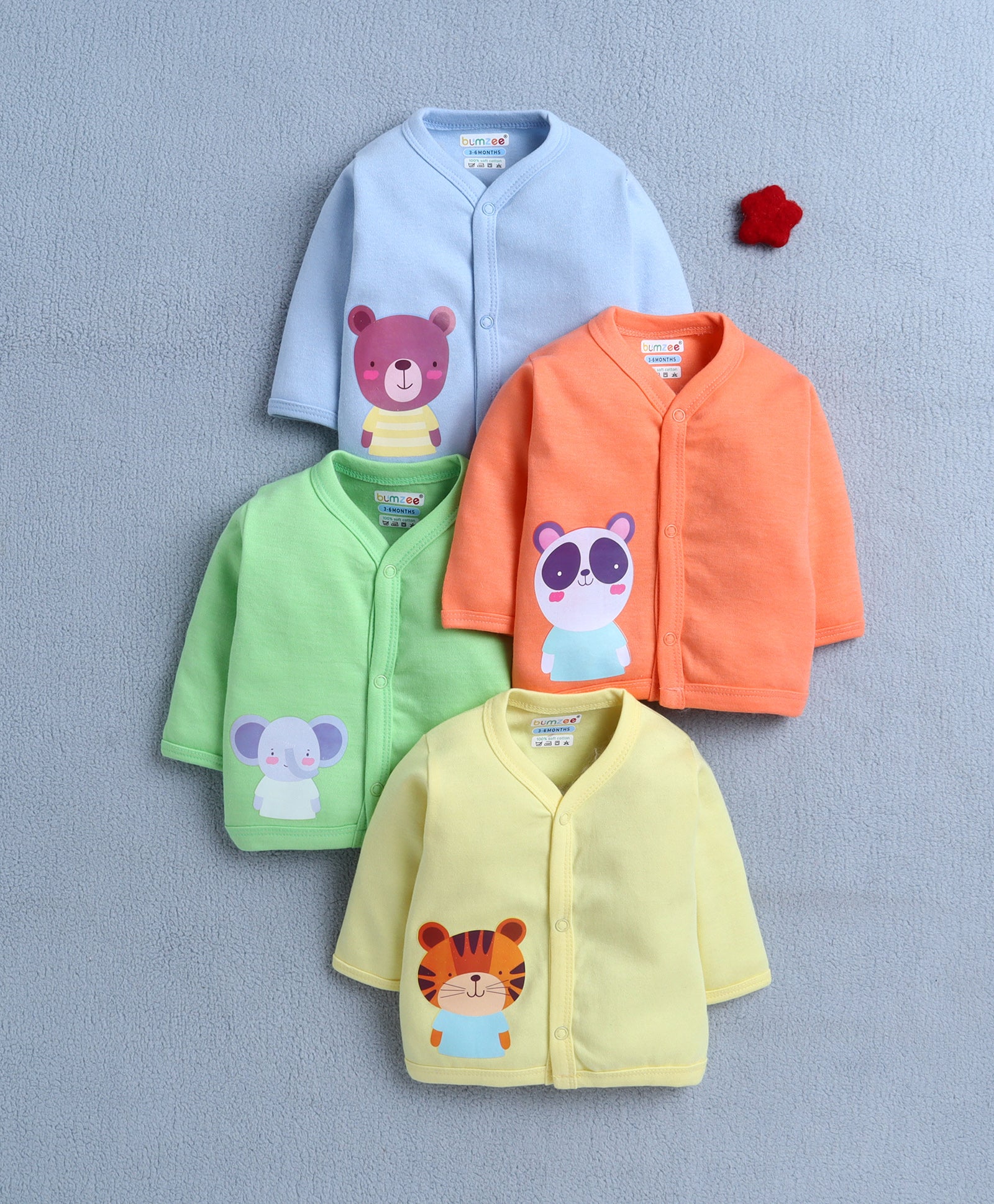 Orange & Green Boys Full Sleeves Cotton Jablas Pack Of 4