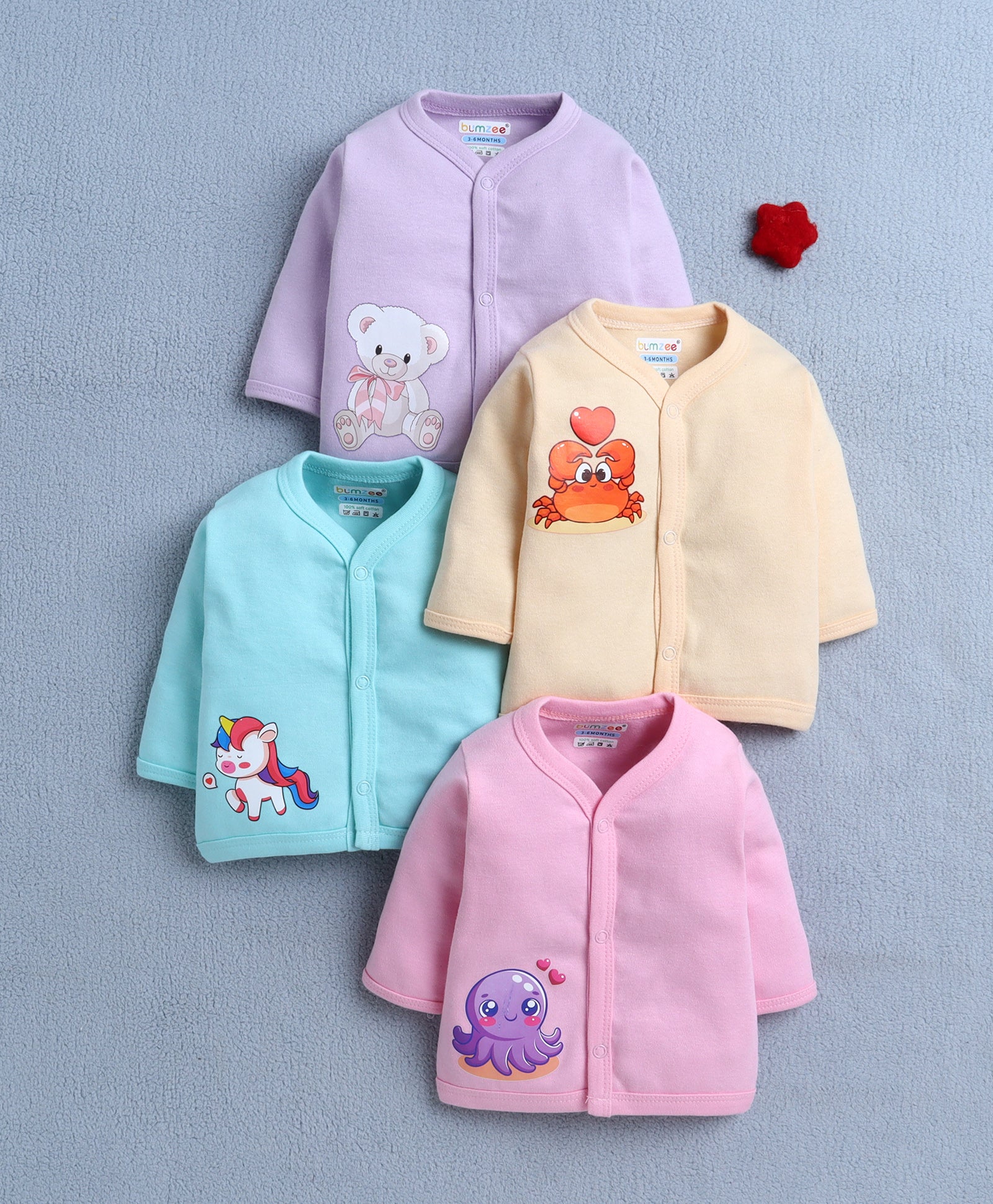 Pink & Lavender Girls Full Sleeves Cotton Jablas Pack Of 4
