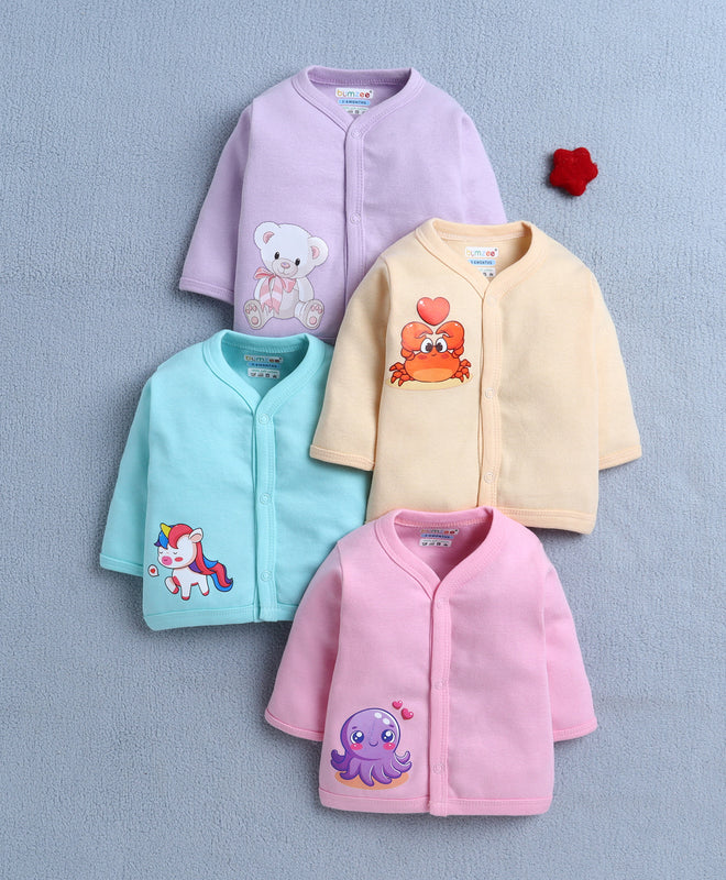 Pink & Lavender Girls Full Sleeves Cotton Jablas Pack Of 4