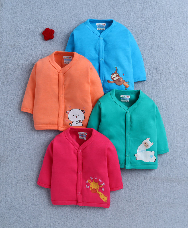 Blue & Pink Girls Full Sleeves Cotton Jablas Pack Of 4
