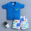 BUMZEE White & Blue Baby Boys Half Sleeves Jabla & Short Set