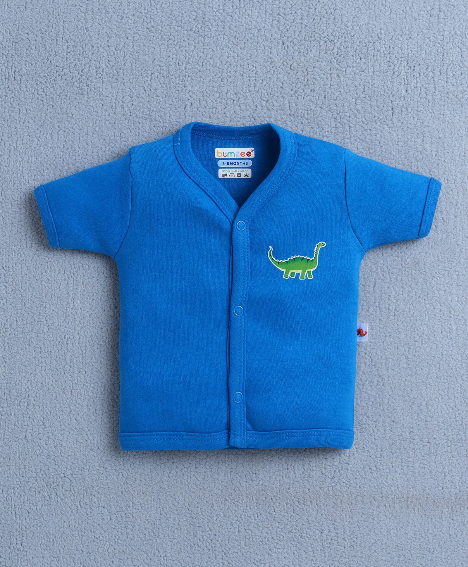 BUMZEE White & Blue Baby Boys Half Sleeves Jabla & Short Set