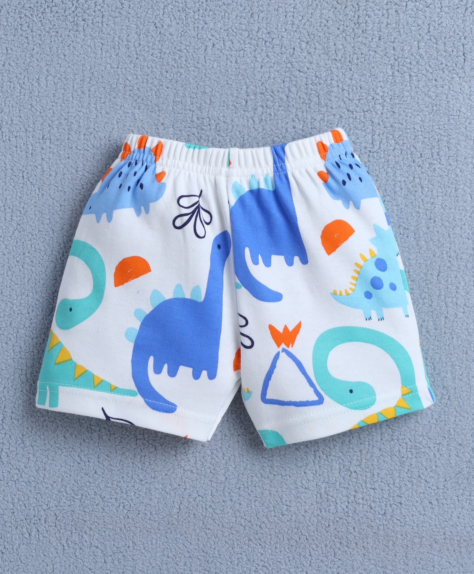 BUMZEE White & Blue Baby Boys Half Sleeves Jabla & Short Set