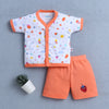 BUMZEE Orange & White Baby Girls Half Sleeves Jabla & Short Set