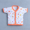BUMZEE Orange & White Baby Girls Half Sleeves Jabla & Short Set