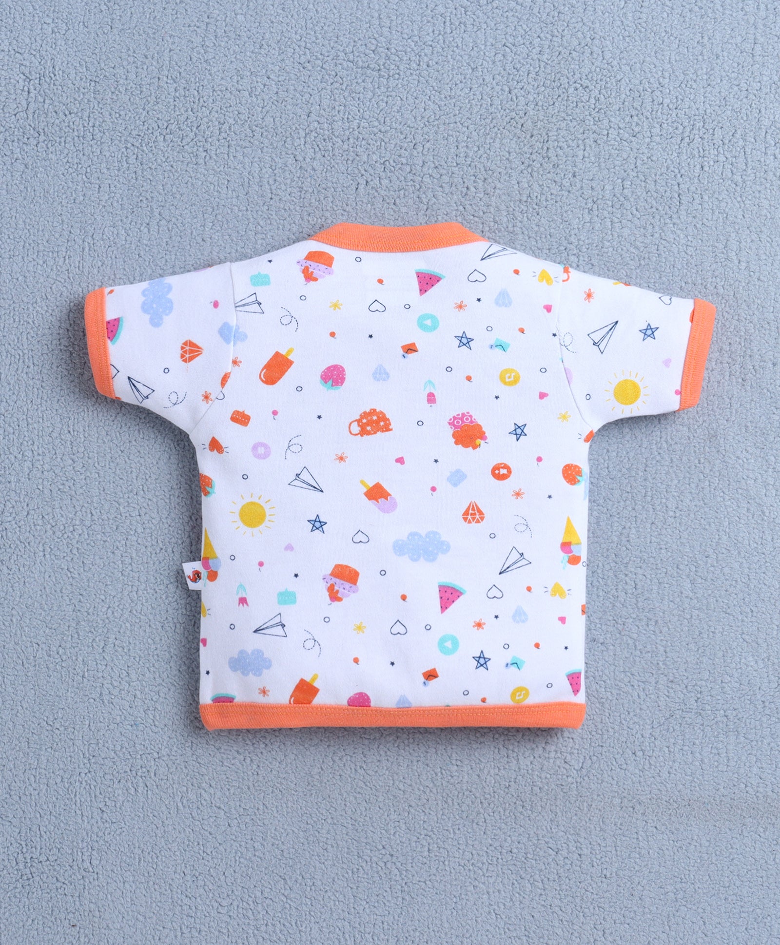 BUMZEE Orange & White Baby Girls Half Sleeves Jabla & Short Set