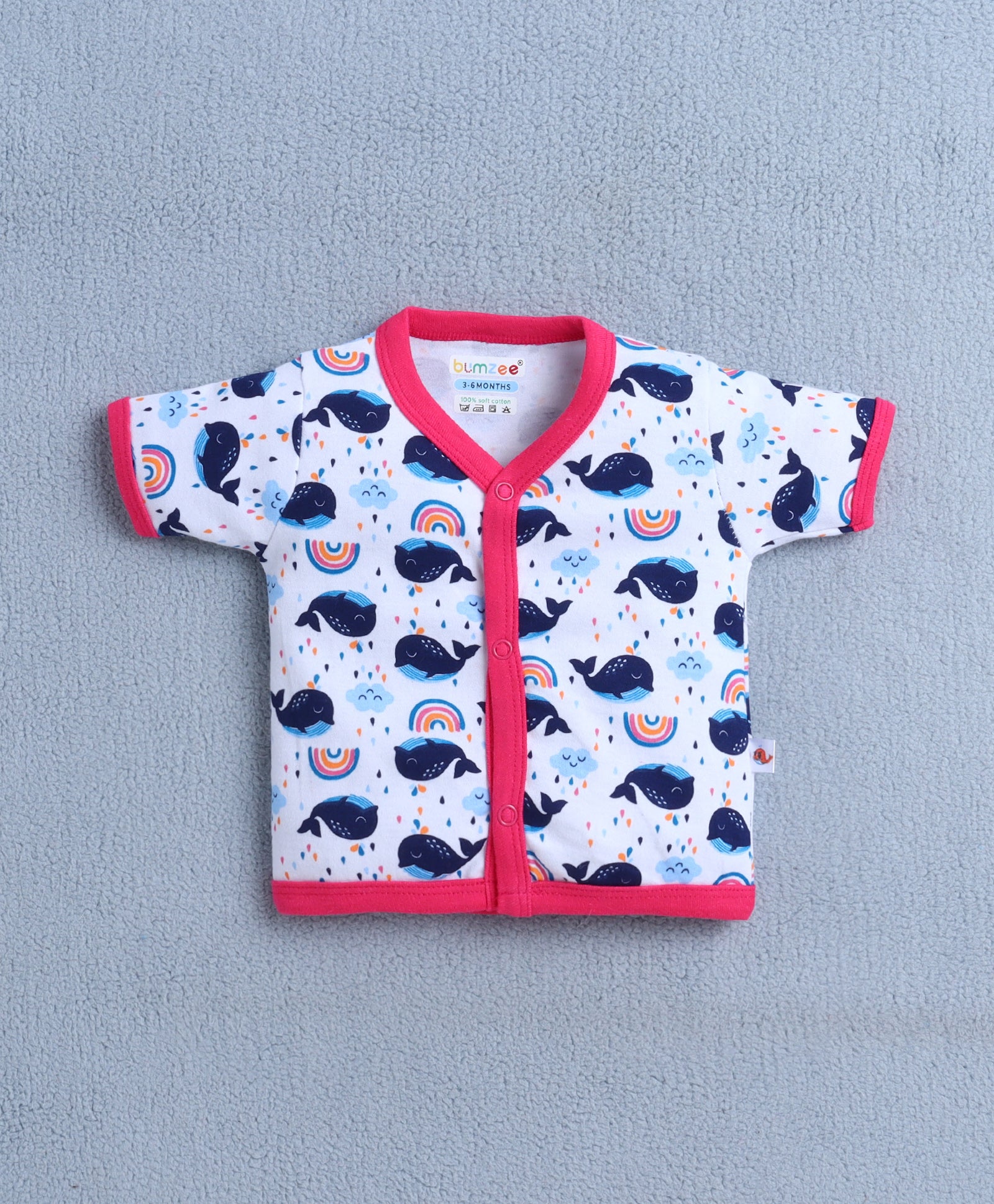 Pink & White Baby Girls Half Sleeves Jabla & Short Set