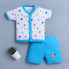 BUMZEE Blue & White Baby Girls Half Sleeves Jabla & Short Set