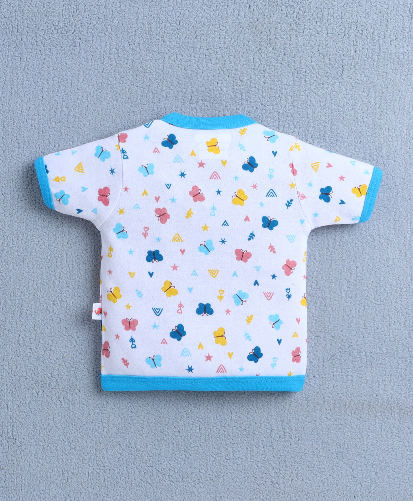 BUMZEE Blue & White Baby Girls Half Sleeves Jabla & Short Set