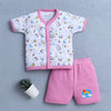 BUMZEE White & Pink Baby Girls Half Sleeves Jabla & Short Set