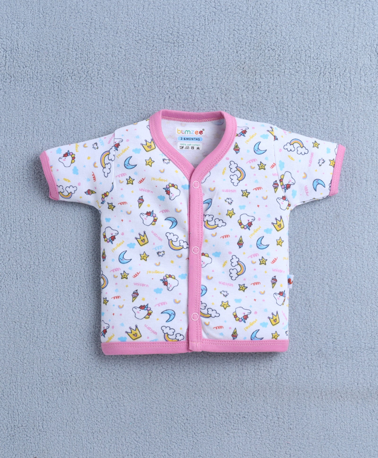 BUMZEE White & Pink Baby Girls Half Sleeves Jabla & Short Set