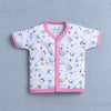 BUMZEE White & Pink Baby Girls Half Sleeves Jabla & Short Set