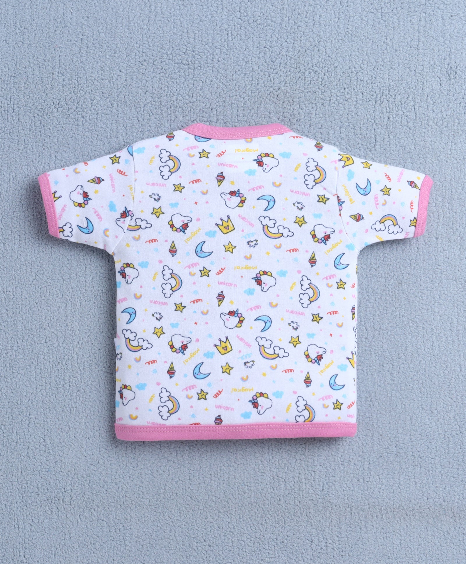 BUMZEE White & Pink Baby Girls Half Sleeves Jabla & Short Set