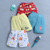 BUMZEE Yellow & Teal Blue Boys Shorts Pack Of 4