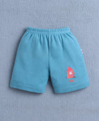 Bumzee Yellow & Teal Blue Graphic Print Shorts, Pack of 4, 100% Cotton