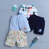 BUMZEE Navy & Sky Blue Boys Shorts Pack Of 4