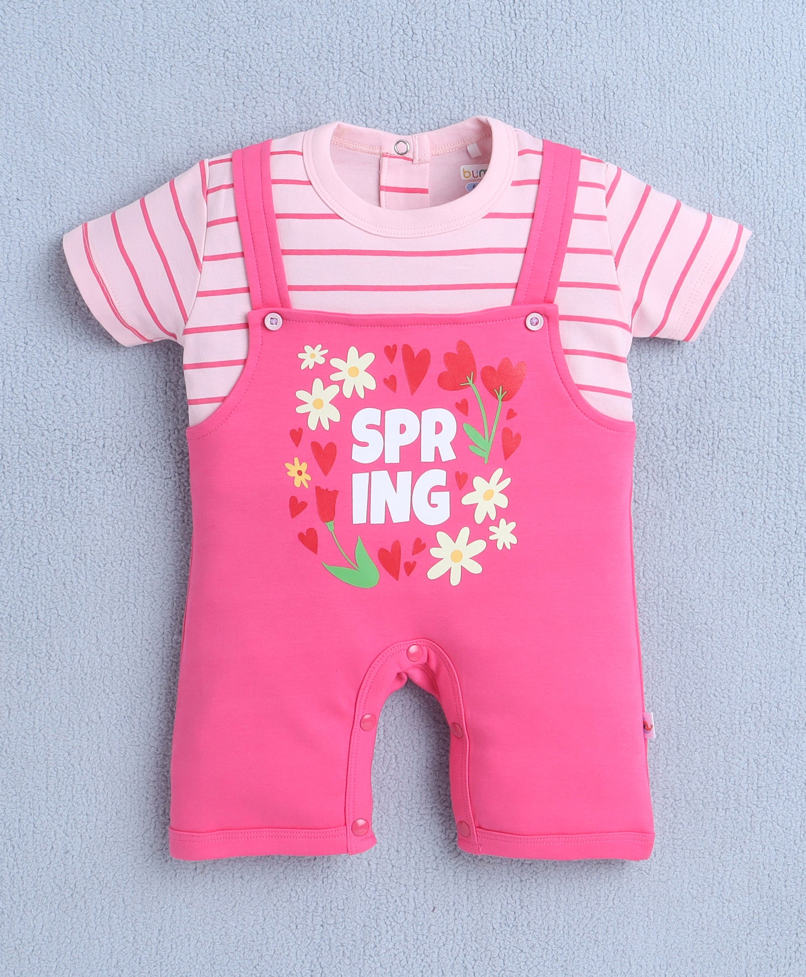 Girls 100% Cotton Floral Romper - Pink