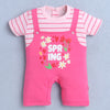 Girls 100% Cotton Floral Romper - Pink