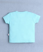 Bumzee Mint Green Animal Print T-Shirt & Short Set, Half Sleeves, 100% Cotton (Style Peb10618)