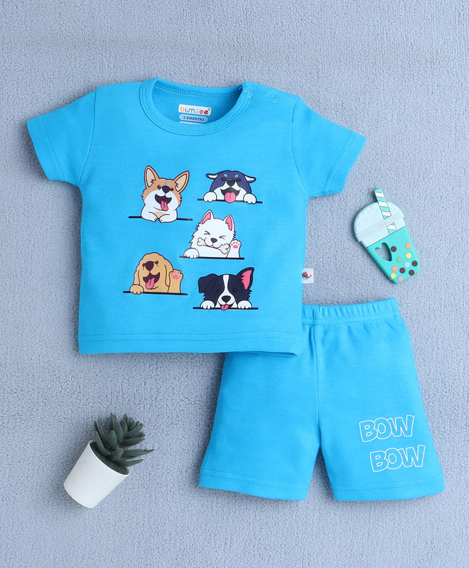 BUMZEE Blue Baby Girls Half Sleeves T-Shirt & Short Set