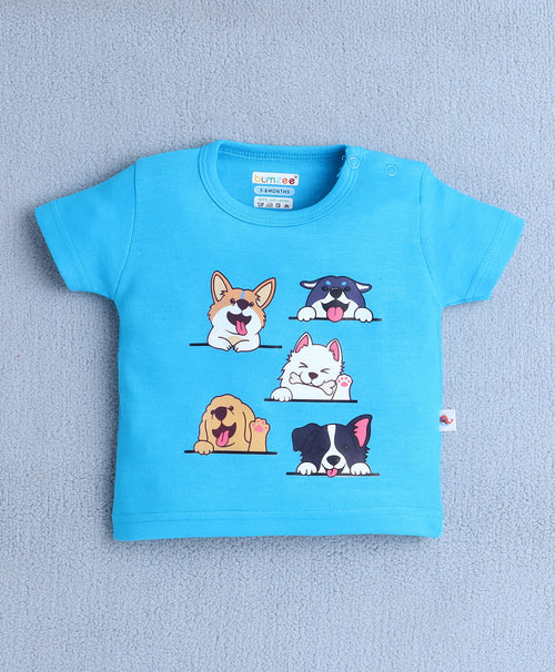 BUMZEE Blue Baby Girls Half Sleeves T-Shirt & Short Set