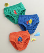 Bumzee Orange & Green Briefs, Pack of 3, 100% Cotton