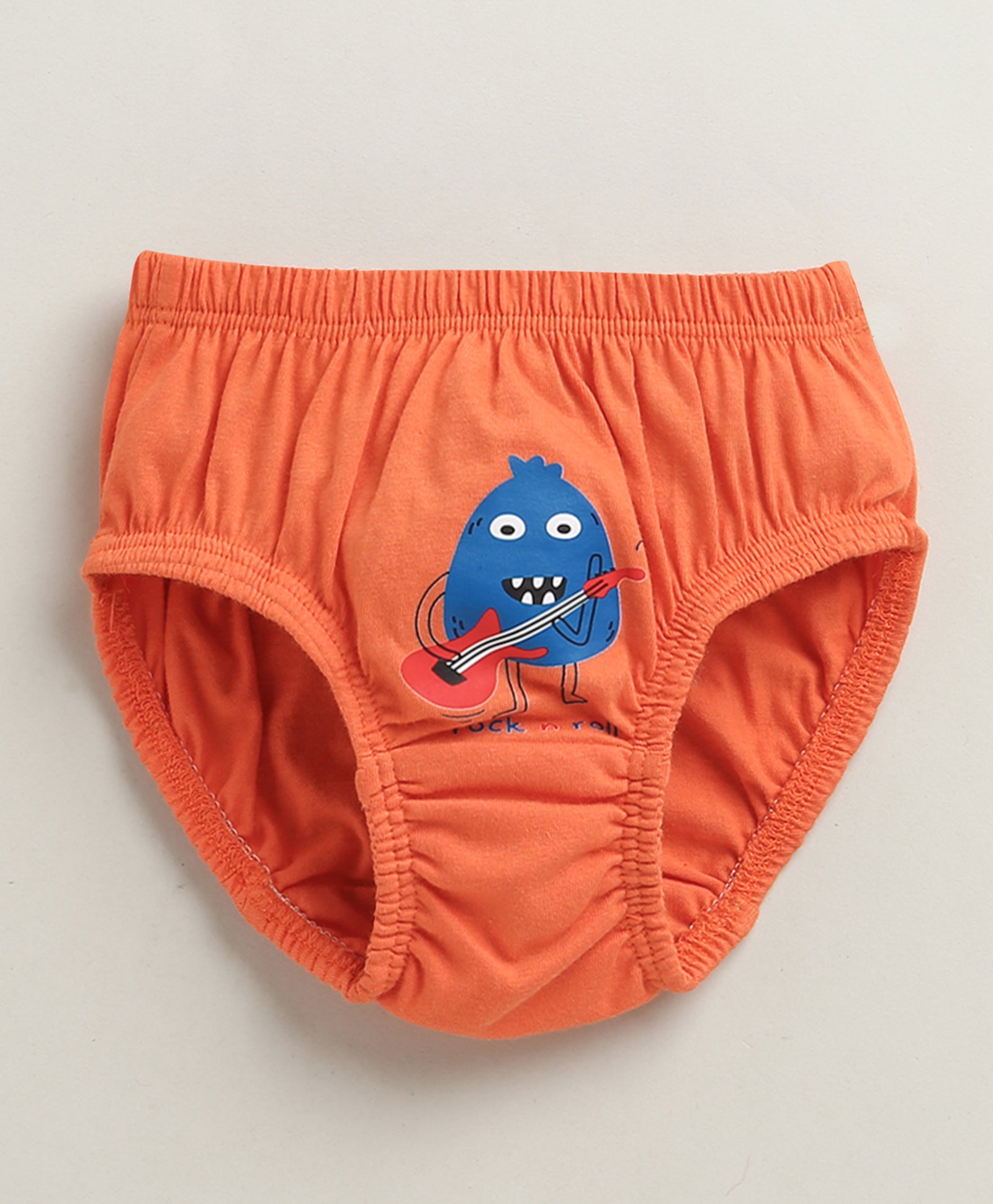 Boys 100% Cotton Solid Briefs - Orange & Green