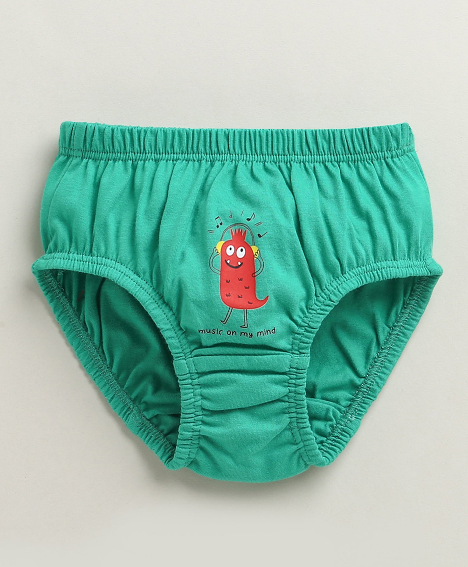 Boys 100% Cotton Solid Briefs - Orange & Green